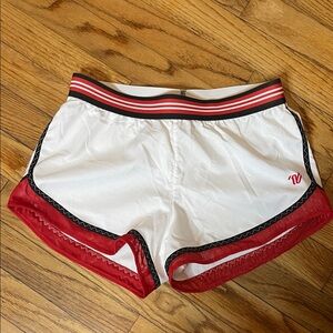 Retro White and Red Athletic Shorts